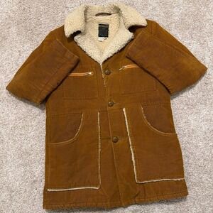 Rare 70s Vintage Schott Bros Inc Sherpa-Lined Corduroy Coat | Brown | Large